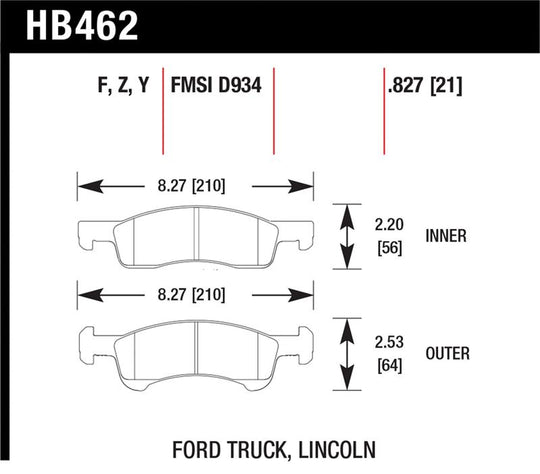 Hawk 03-06 Ford Expedition / 03-06 Lincoln Navigator LTS Street Front Brake - HB462Y.827