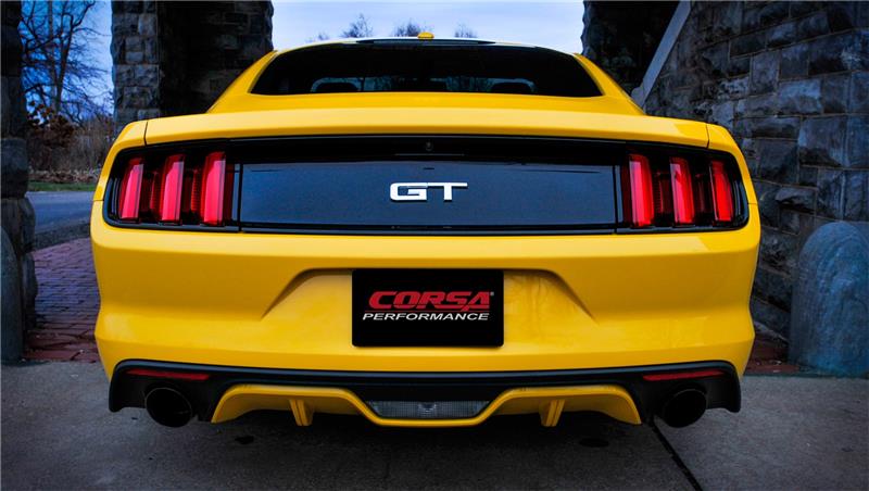 Corsa 2015-2017 Ford Mustang GT Fastback 5.0 3in Xtreme Cat Back Exhaust w/ Dual Black 4.5in Tips - 14328BLK