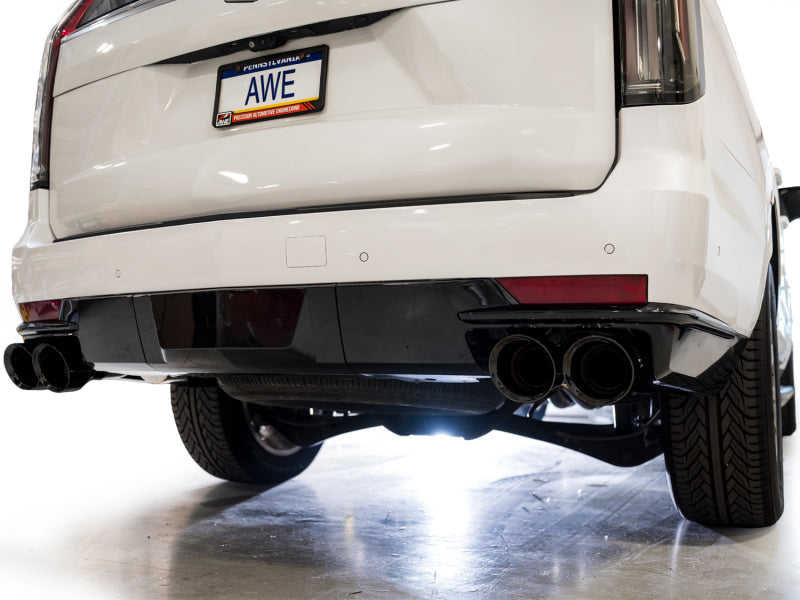 AWE Tuning 2021+ Cadillac Escalade 6.2L 0FG Dual Exit Exhaust System w/ 5in Diamond Blk Tips - 3015-43321