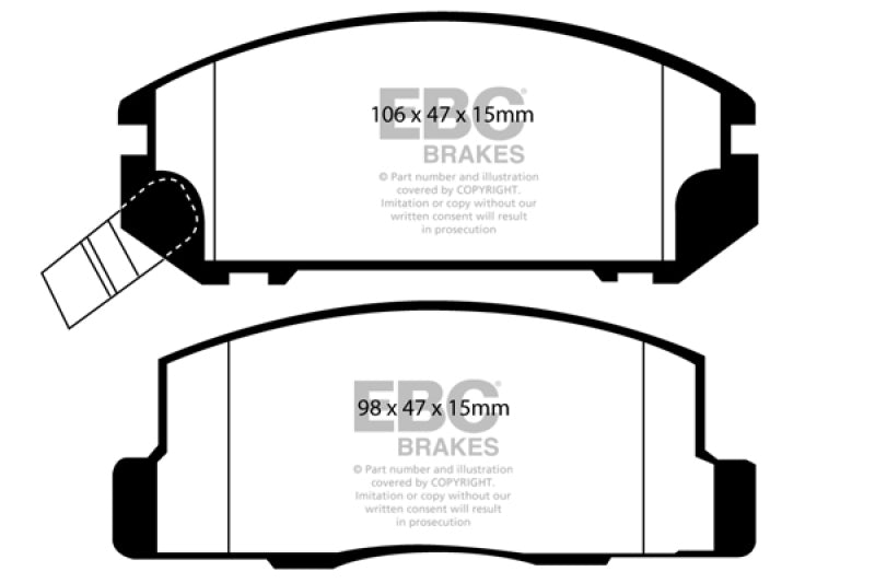 EBC 99-02 Toyota MR2 1.8 Yellowstuff Rear Brake Pads - DP41107R