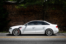Load image into Gallery viewer, APR Sideburn Stickers - Silver APR/Red Stripe (Pair) - PM100333