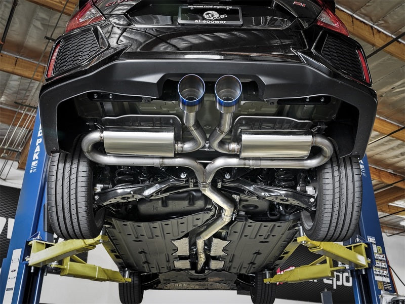 aFe Takeda 3in 304 SS Cat-Back Exhaust System w/ Blue Tips 2017+ Honda Civic Si 4Dr I4 1.5L (t) - 49-36621-L