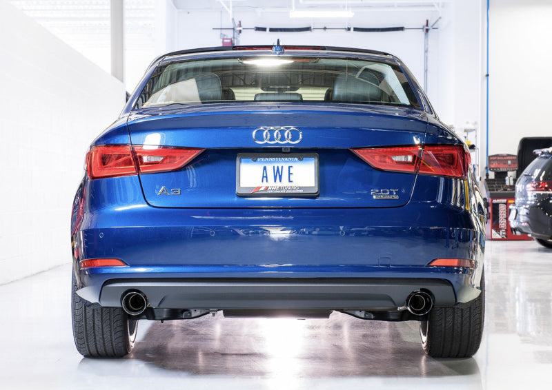 AWE Tuning Audi 8V A3 Touring Edition Exhaust - Dual Outlet Chrome Silver 90 mm Tips - 3015-32056