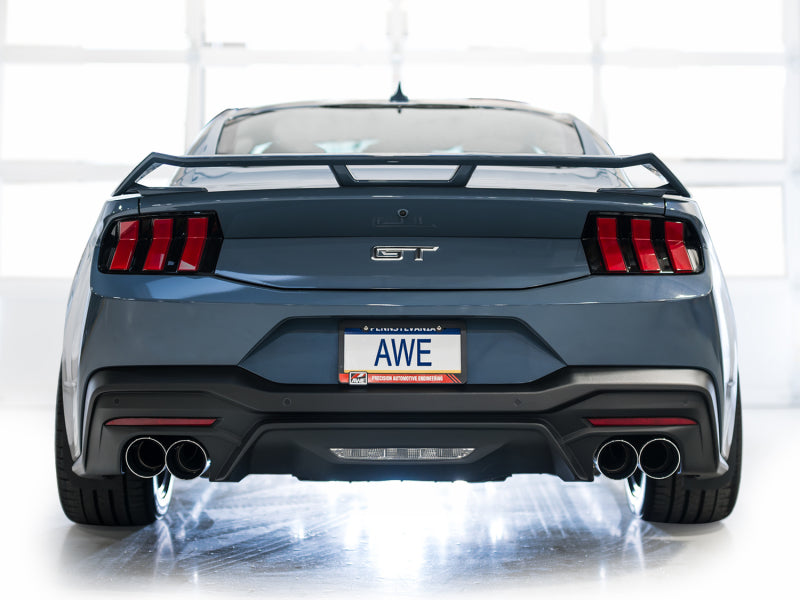 AWE 2024 Ford Mustang GT Fastback S650 RWD Track Edition Cat-Back Exhaust w/ Quad Chrome Silver Tips - 3020-42650