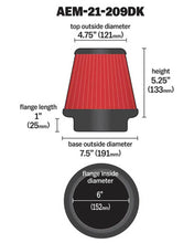 Load image into Gallery viewer, AEM 6 in x 5 in Dryflow Conical Air Filter - 21-209DK