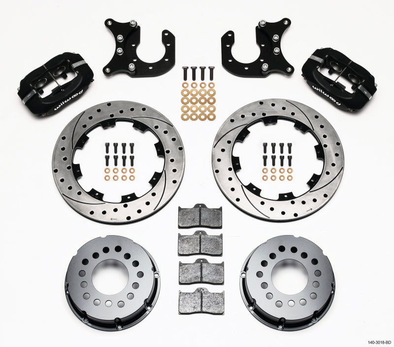 Wilwood Forged Dynalite P/S Rear Kit Drilled Rotor Ford 8.8 w/2.5in Offset-5 Lug - 140-3018-BD