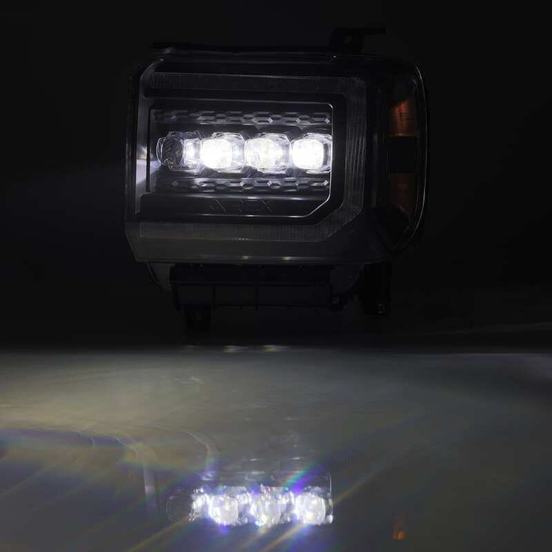 AlphaRex 14-18 GMC Sierra NOVA LED Proj Headlights Plank Style Black w/Activ Light/Seq Signal/DRL - 880617