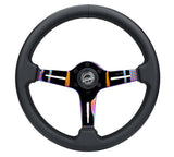 NRG Light Weight Gaming Steering Wheel - Splitz NeoChrome Silver Spokes Perforated Leather - ST-010MC-PR
