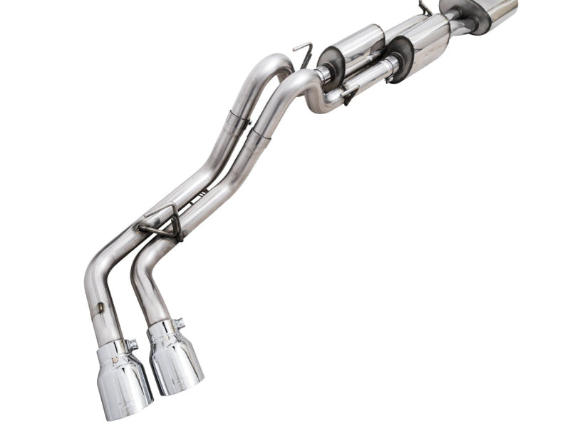 AWE Tuning 16-22 Toyota Tacoma 0FG Cat-Back Exhaust w/ BashGuard - Dual Chrome Silver Tips - 3015-32826