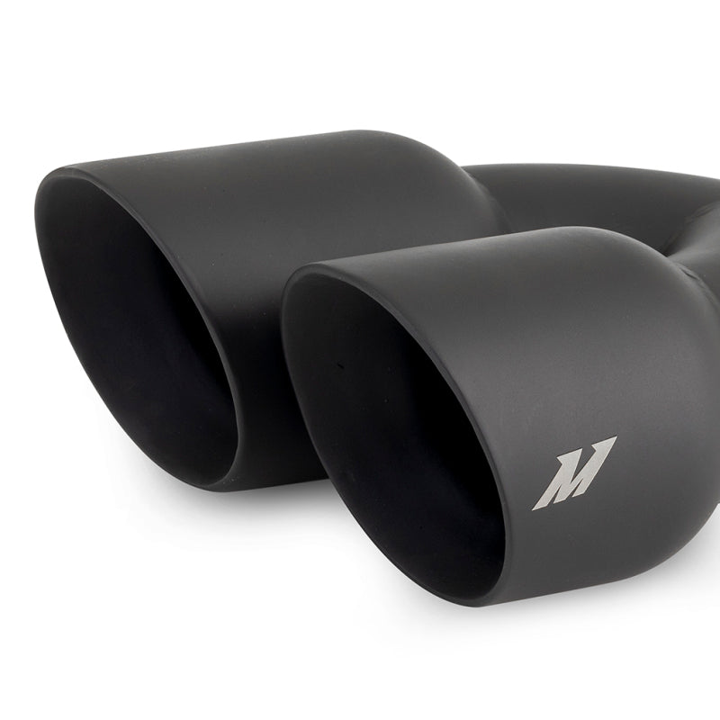 Mishimoto Dual Offset Tips 2.5in Inlet 3in Outlet Slash Cut - Black - MMEXH-TIP-FSTBK