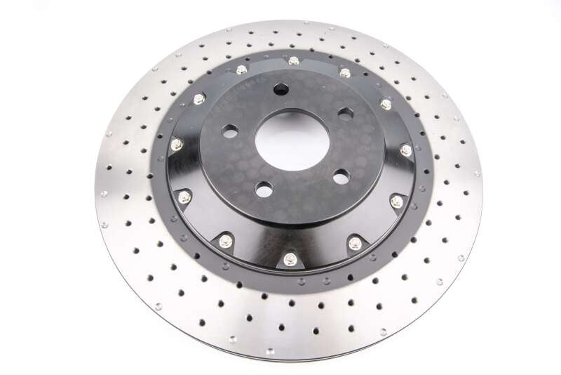 DBA 16-18 Ford Focus RS Front 5000 Series 2-Piece Drilled Rotor w/Black Hat - DBA52968BLKXD