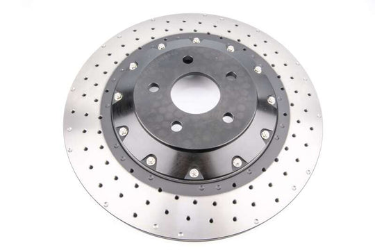 DBA 16-18 Ford Focus RS Front 5000 Series 2-Piece Drilled Rotor w/Black Hat - DBA52968BLKXD