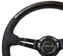 Load image into Gallery viewer, NRG Carbon Fiber Steering Wheel (350mm / 1.5in. Deep) Leather Trim w/Blk Stitch &amp; Slit Cutout Spokes - ST-010CFBS