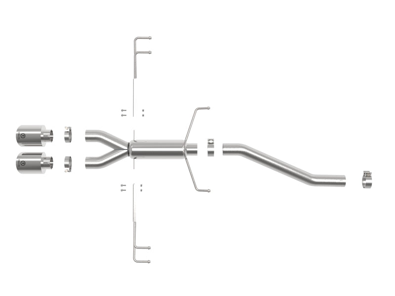 aFe Takeda 2.5in 304SS Axle-Back Exhaust System 17-19 Honda Civic Type R L4-2.0L (t) - Polished Tip - 49-36626-P