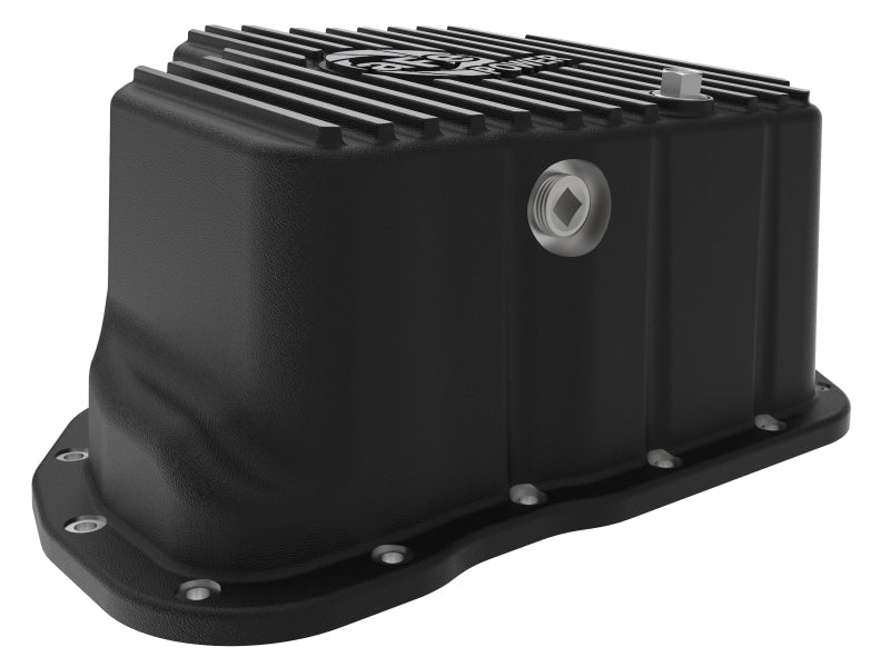 aFe POWER GM Diesel Trucks 01-10 V8-6.6L (td) Pro Series Engine Oil Pan Black w/ Machined Fins - 46-71070B