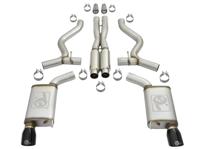 aFe MACHForce XP 3in 304 SS Loud Tone Cat-Back w/ Black Tips 15-17 Ford Mustang V6-3.7L/V8-5.0L - 49-33087-B