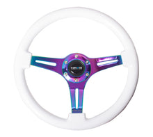 Load image into Gallery viewer, NRG Classic Wood Grain Steering Wheel (350mm) White Paint Grip w/Neochrome 3-Spoke Center - ST-015MC-WT