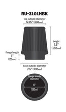 Load image into Gallery viewer, K&amp;N Universal Rubber Filter Round Tapered 6in Flange ID x 7.5in Base OD x 5.25in Top OD x 8in Height - RU-3101HBK