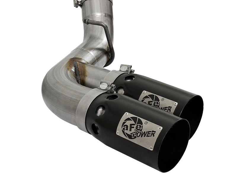 aFe Victory Series 4in 409-SS DPF-Back Exhaust w/ Dual Black Tips 2017 GM Duramax V8-6.6L(td) L5P - 49-44089-B