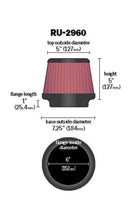 Load image into Gallery viewer, K&amp;N Universal Tapered Filter 6in Flange ID x 7.5in Base OD x 5in Top OD x 5in Height - RU-2960