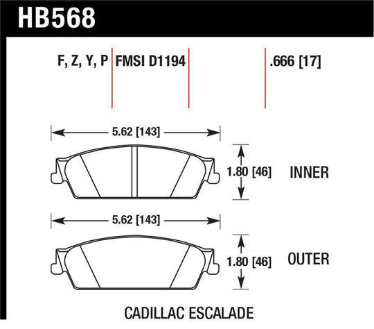 Hawk 07 Chevy Tahoe LTZ LTS Rear Brake Pads - HB568Y.666