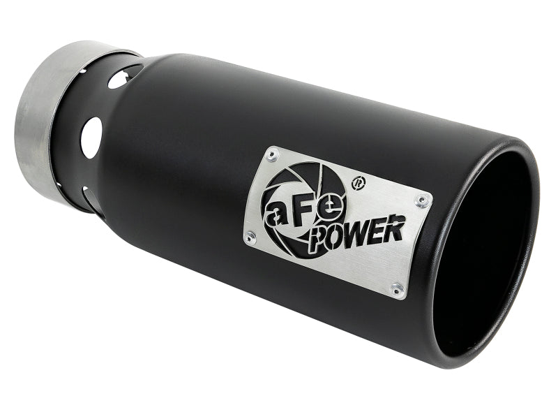 aFe SATURN 4S 4in SS Intercooled Exhaust Tip - Black 4in In x 5in Out x 12in L Bolt-On - 49T40501-B122