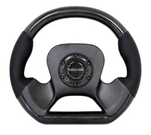 Load image into Gallery viewer, NRG Carbon Fiber Steering Wheel (320mm) CF Center Plate &amp; Two-Tone Carbon w/Leather Trim Handles - ST-X10CF