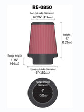 Load image into Gallery viewer, K&amp;N Universal Air Filter (4in. Flange / 6in. Base OD / 4-5/8in. Top OD / 6in. Height) - RE-0850