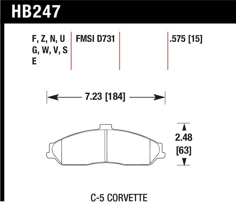 Hawk 97-13 Chevy Corvette Performance HT-10 Compound Front Brake Pads - HB247S.575