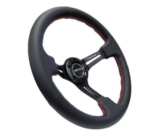 Load image into Gallery viewer, NRG Reinforced Steering Wheel (350mm / 3in. Deep) Black Leather/Red Stitch &amp; Blk 3-Spoke w/Slits - RST-018R-RS
