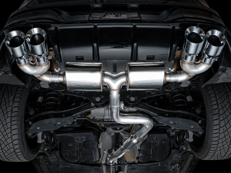 AWE Tuning MK8 Volkswagen Golf R 3in Touring Edition Quad Exhaust - Chrome Silver Tips - 3015-42658