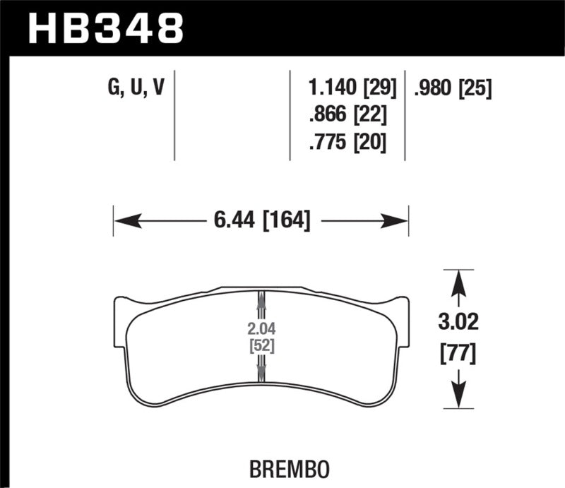 Hawk Brembo Disc DTC-70 w/ 1.140in Thickness Race Brake Pads - HB348U1.14