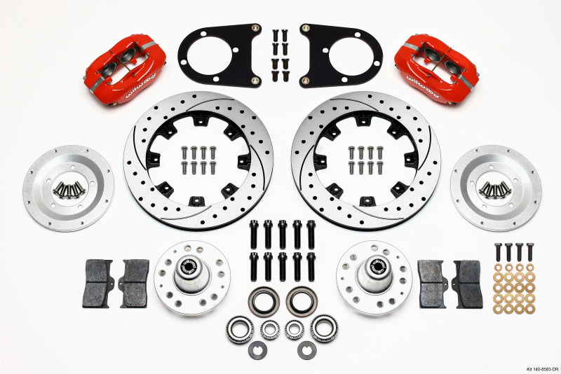 Wilwood Forged Dynalite Front Kit 12.19in Drilled Red 37-48 Ford Psgr. Car Spindle - 140-8583-DR