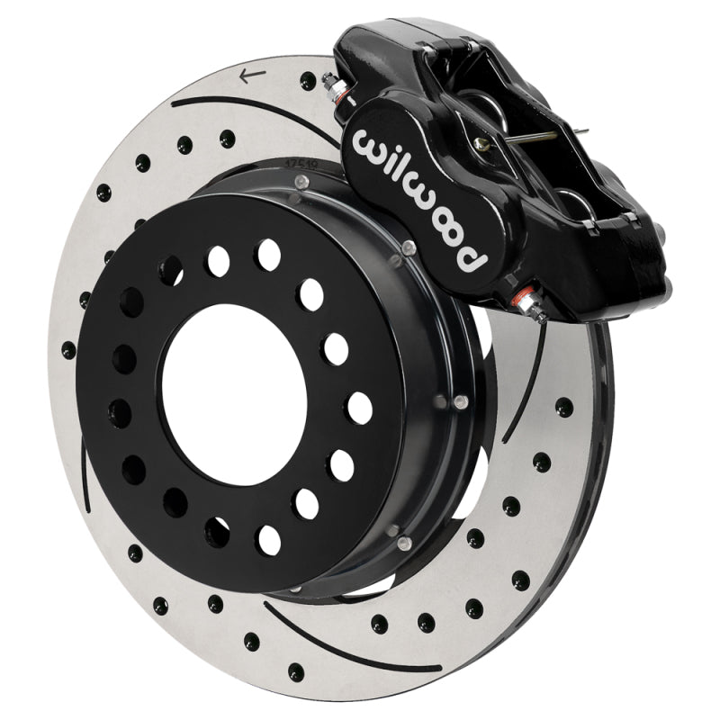 Wilwood Ford Mustang II Forged Dynalite Front Brake Kit w/ 11.38in Drilled & Slotted Rotor - Black - 140-18364-D