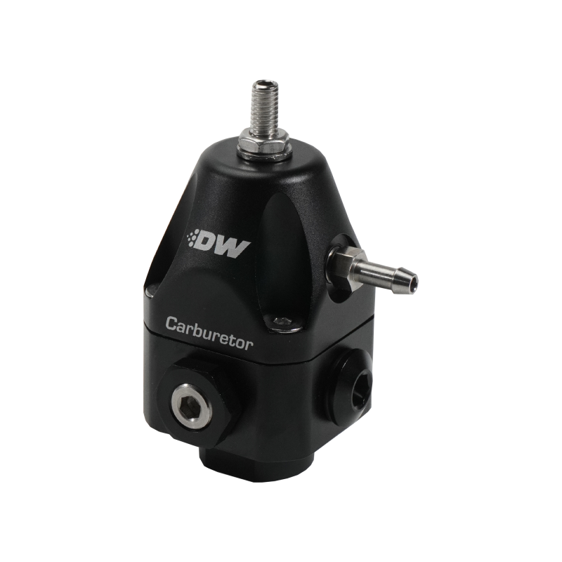 DeatschWerks Compact Carburetor Adjustable Fuel Regulator 6AN x4 Inlets - 6AN Return - Black - 6-0550-FRB