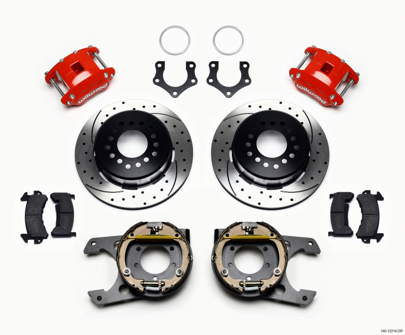 Wilwood D154 P/S P-B Kit Drilled-Red Mopar/Dana 2.36in Off w/Snap Ring Bearing - 140-12214-DR