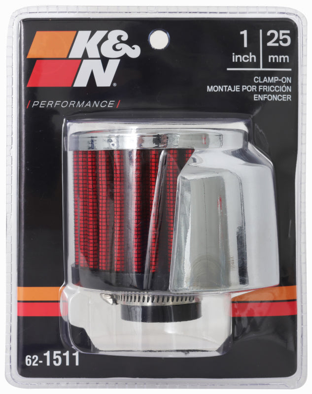 K&N 1in Flange ID x 3in OD x 2.5in Height Clamp On Crankcase Vent Filter - 62-1511