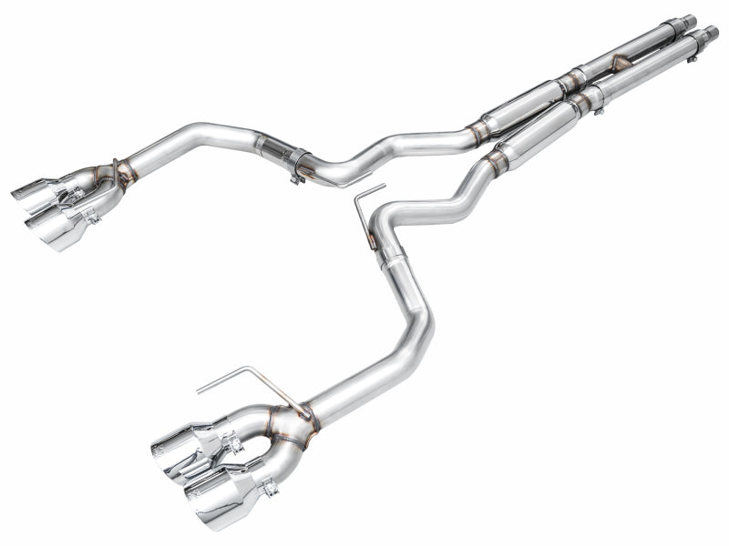 AWE 2024 Ford Mustang Dark Horse S650 RWD Track Edition Cat-Back Exhaust w/ Quad Chrome Silver Tips - 3020-42375