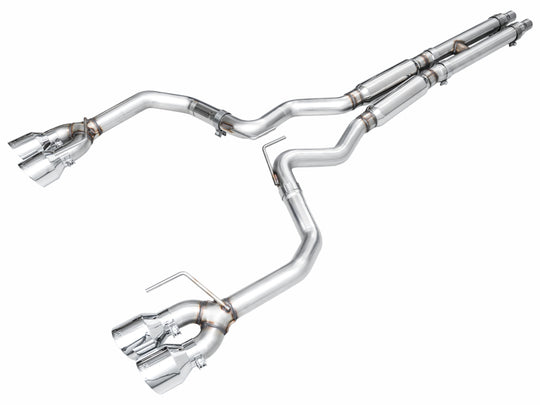 AWE 2024 Ford Mustang Dark Horse S650 RWD Track Edition Cat-Back Exhaust w/ Quad Chrome Silver Tips - 3020-42375
