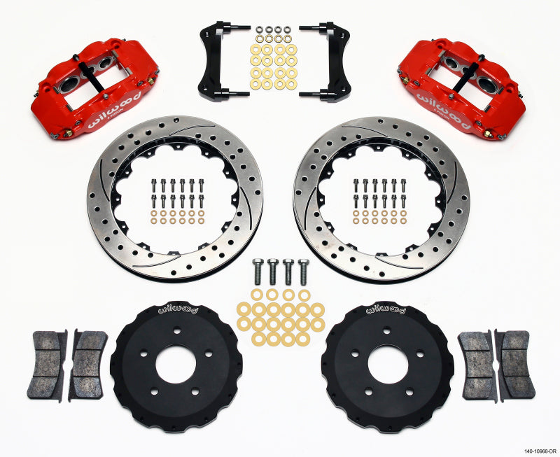 Wilwood Narrow Superlite 6R Front Hat Kit 13.06in Drill Red Backdraft Cobra (BMW E36 Based) - 140-10968-DR