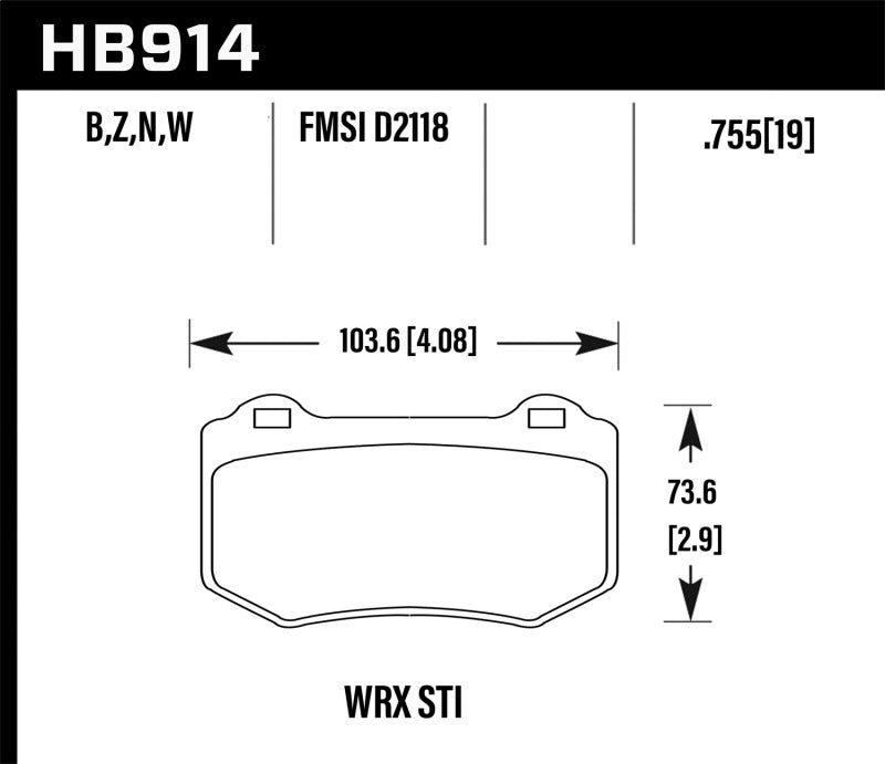 Hawk 2018 Subaru WRX STI HPS 5.0 Rear Brake Pads - HB914B.580
