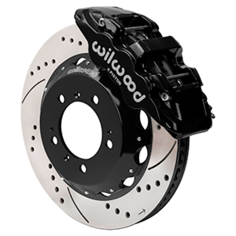 Wilwood 99-12 Porsche 911 (996/997) Aero6 Front Brake Kit Drill/Slot 14.00in Rotor W/Lines - Blk - 140-17100-D
