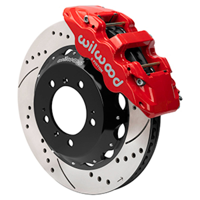 Wilwood 99-12 Porsche 911 (996/997) Aero6 Front Brake Kit Drill/Slot 14.00in Rotor W/Lines - Red - 140-17100-DR