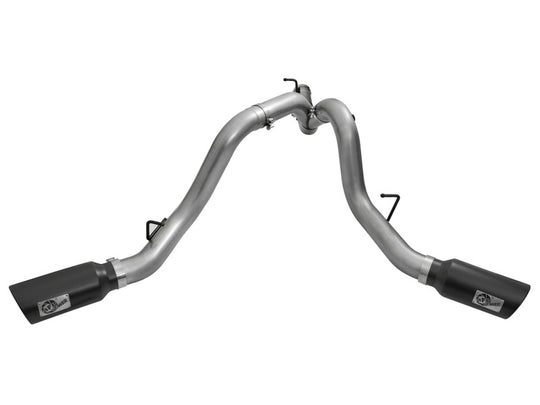 aFe LARGE Bore HD 4in Dual DPF-Back SS Exhaust w/Black Tip 16-17 GM Diesel Truck V8-6.6L (td) LML - 49-44080-B