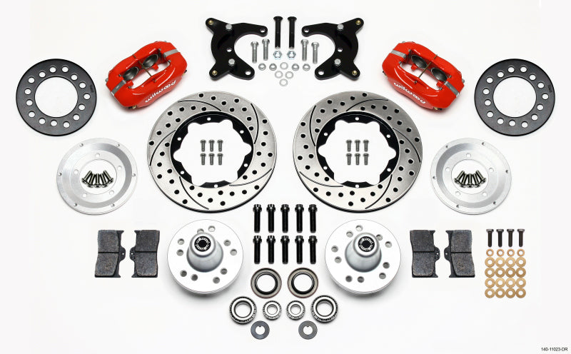 Wilwood Forged Dynalite Front Kit 11.00in Drilled Red 65-72 CDP A Body - 10in Drum - 140-11023-DR