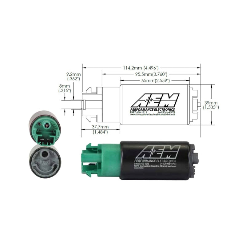 AEM 340LPH 65mm Fuel Pump Kit w/ Mounting Hooks - Ethanol Compatible - 50-1215