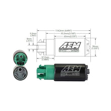 Load image into Gallery viewer, AEM 340LPH 65mm Fuel Pump Kit w/ Mounting Hooks - Ethanol Compatible - 50-1215