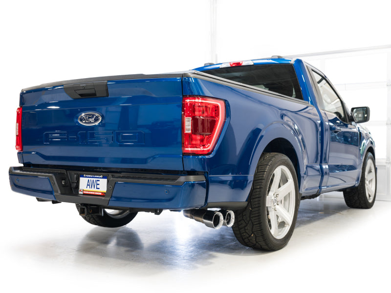 AWE Tuning 21-25 Ford F150 (14th Gen Reg Cab) Cat-Back Exhaust - 4.5in Dual Side Exit Chrome Tips - 3015-32145
