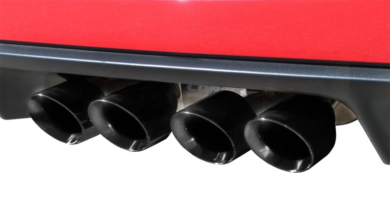 Corsa 09-13 Chevy Corvette 6.2L V8 2.5in Sport Cat-Back Dual Rear Exit w/Twin 4.0in Pol Pro-Ser Tips - 14470CBBLK