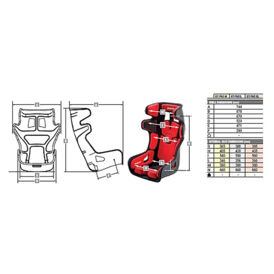 Sabelt GT-PAD FIA Modular Racing Seat Shell - Sabelt GT-PAD racing seat view 7